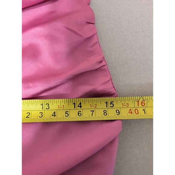 Women's Xsmall Satin Pink Cowl Neck Corset Crop Top Barbiecore Party Y2K - Picture 9 of 12